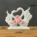 GobekUsa Elegant Swan Sculpture Figurines Pair for Home Décor & Wedding Gift