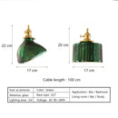 GobekUsa Green Glass LED Chandelier: Minimalist Brass Hanging Lights