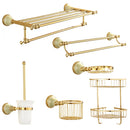 GobekUsa Gold Bathroom Accessories Set: Shelf, Towel Rack, Holder, Brush Holder, Bath Hardware