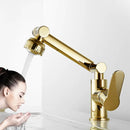 GobekUsa Gold and Black Bathroom Faucet with Hot Cold Water Mixer - Deck Mounted