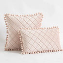 GobekUsa Corduroy Striped Pompom Pillowcase for Bedroom Sofa Living Room