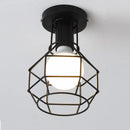 GobekUsa Industrial Black Iron Cage Ceiling Light Flush Mount