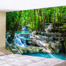 GobekUsa Forest Waterfall Art Tapestry: Boho Hippie Decor Yoga Mat Sofa Blanket