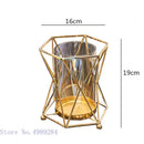 GobekUsa Glass Vase Metal Frame Geometric Flower Arrangement Wedding Decor