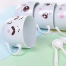 GobekUsa Cartoon Coffee Mug Set with Spoon, Porcelain Breakfast Cup, Couples Lover's Gifts