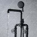 GobekUsa Industrial Black Floor Standing Dual Handle Bathroom Shower Faucet