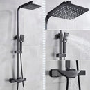 GobekUsa Black Thermostatic Shower Faucet Rain Head System for Wall Mount Installation