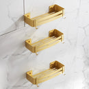 GobekUsa Brushed Gold Aluminum Corner Shower Shelf with Soap Dish