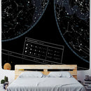 GobekUsa Interstellar Sky Map Constellations Tapestry- Black Galactic Wall Decor