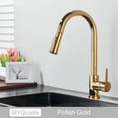 GobekUsa Gold Kitchen Faucet with Touch Sensor Control for Sensitive Mixer Experience