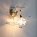 GobekUsa Glass Copper LED Wall Lights with Pull Chain Switch for Home Bedroom Bathroom Mirror