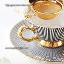 GobekUsa Elegant Gray Tea Cup Set: 200ml Porcelain Coffeeware with Gold Accents