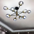 GobekUsa Glass Ball LED Chandelier: Retro Round Wrought Iron Indoor Lighting for Kitchen, Living Room, Farmhouse