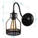 GobekUsa Black Cage Guard Wall Sconce LED Lamp Indoor Retro Lighting Fixture