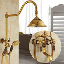 GobekUsa Gold Brass Jade Bath Shower Set Wall Mounted Rainfall Hand Shower Faucet
