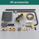 GobekUsa Black Gold Shower Faucet Set with Rainfall Bathroom Mixer Faucets