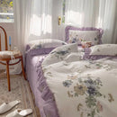 GobekUsa Gardenia Print Princess Bedding Set with Ruffles and Pillowcases