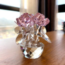 GobekUsa Crystal Rose Flower Dreams Glass Paperweight Bouquet Sculpture