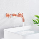 GobekUsa Golden Dual Handle Wall Mounted Basin Faucet - Rotate Spout Sink Mixers