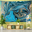 GobekUsa Blue Gouache Line Tapestry Wall Hanging for Boho Room Decor