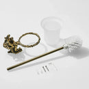 GobekUsa Gold/Silver Romantic Toilet Brush Holder Set with Glass Cup & Brass Handle