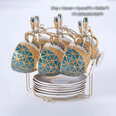 GobekUsa Luxe Gold Inlay Bone China Coffee Set: Teapot, Cup, Sugar Bowl, Creamer, Mug