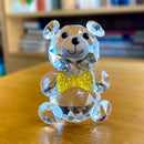 GobekUsa Clear Crystal Teddy Bear Figurines - Glass Animal Paperweight & Home Decor