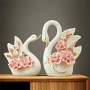 GobekUsa Elegant Swan Sculpture Figurines Pair for Home Décor & Wedding Gift