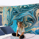 GobekUsa Blue Gouache Line Tapestry Wall Hanging for Boho Room Decor