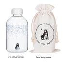 GobekUsa Blue Glass Water Bottle 600ml Cute Polar Bear Seal Design Waterbottle