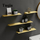 GobekUsa Brushed Gold Bathroom Shelf Wall Mounted Shampoo Holder Rack Aluminum Basket