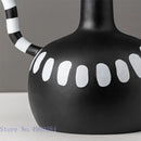 GobekUsa Ceramic Vase with Black and White Spots | Abstract Wave Point Design