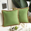 GobekUsa Hemp Rope Edging Lotus Leaf Hug Pillowcase - Medium Cotton Linen Cushion Cover