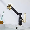 GobekUsa Gold and Black Bathroom Faucet with Hot Cold Water Mixer - Deck Mounted