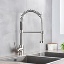 GobekUsa Brushed Nickel Pull Down Kitchen Faucet - 360° Rotation Hot Cold Water Mixer