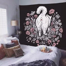 GobekUsa Cat Witchcraft Black Rose Tapestry Wall Hanging Tapestries for Home Decor