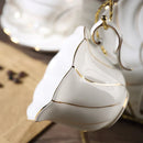 GobekUsa Gold Wave Bone China Tea Cup Set 200ml High-grade Porcelain Drinkware