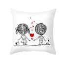 GobekUsa Love Heart Sketch Couple Pillow Cover 45X45CM Peah Skin Print