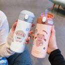 GobekUsa Cute Insulated Straw Cup Thermal Water Bottle Stainless Steel Vacuum Flask