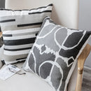 GobekUsa Grey Embroidered Cotton Pillow Cover 45x45cm for Home Decor and Living Room