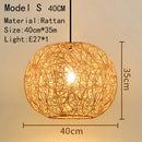Handwoven Rattan Bamboo Pendant Light in Black