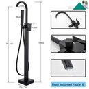 GobekUsa Matte Black Waterfall Bathtub Shower Faucet, Floor Standing Hot Cold Mixer Tap