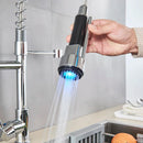 GobekUsa LED Brushed Kitchen Faucet with Pull-Down Spring, Single Handle Swivel Spout