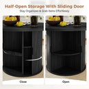 Solid Wood Convertible Dining Table with Sliding Door Storage — Black
