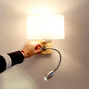 GobekUsa Chinese Wood LED Wall Lamp for Bedroom Reading, Nordic Fabric Lighting Fixture