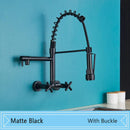 GobekUsa Black Wall-Mounted Kitchen Faucet with Swivel Spout and Dual Handles