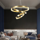 GobekUsa LED Chandelier: Round Rings Pattern, Gold, Modern Design for Living, Dining, Bedroom, Kitchen.