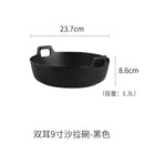 GobekUsa Ceramic Double Handle Salad Bowl | Deep Porcelain Serving Dish