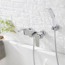 GobekUsa Gold & White Wall Mounted Bathtub Faucet, Brass Bath Shower Mixer