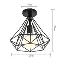 GobekUsa Iron Cage Ceiling Light Modern Nordic Retro Black Loft E27 Home Lighting